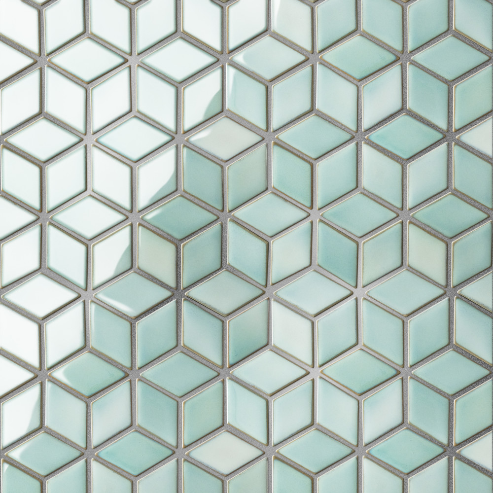 Hudson Rhombus Mint Green 10-1/4 in. x 11-3/4 in. Porcelain Mosaic Tile