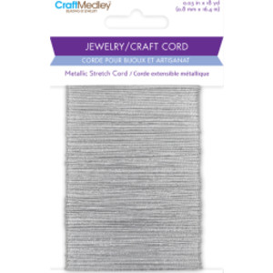 Metallic Stretch Jewelry and Craft Cord, Silver, 0.8 mm x 18 Yards