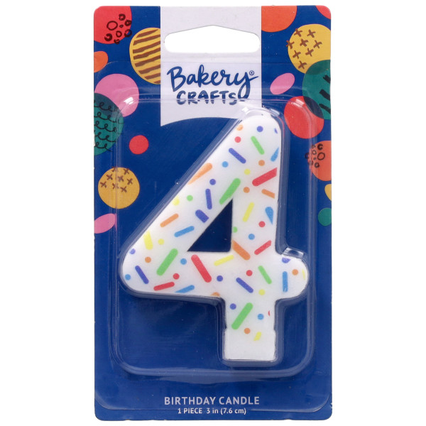 4 Rainbow Sprinkle Numeral Candles