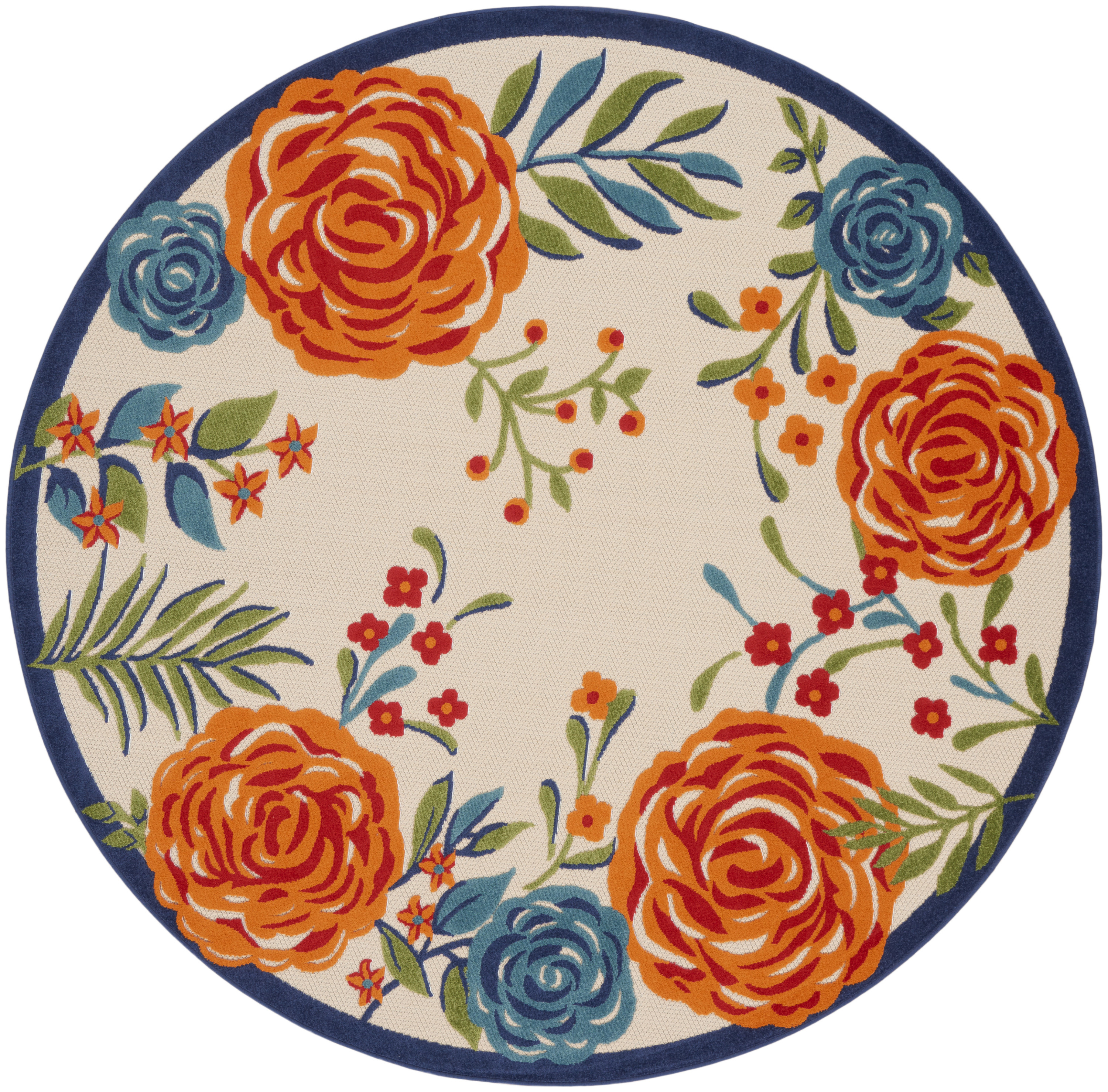 Nourison Aloha 7'10" x Round Multicolor Contemporary Rug