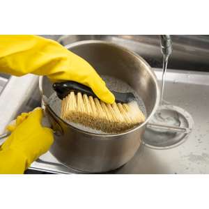 Carlisle, Sparta, 6in, Curved Back Hand Scrub Utility Brush, Polypropylene Bristles, Black