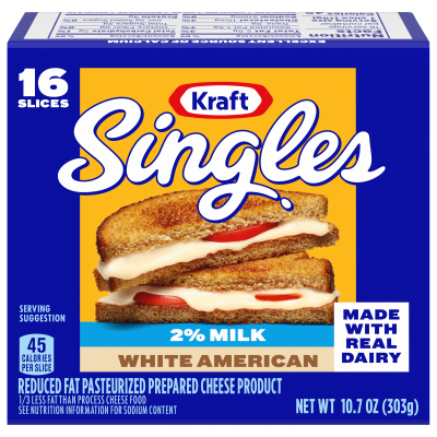 Kraft Singles 2% Milk White American Cheese Slices 10.7 oz (16 Slices)