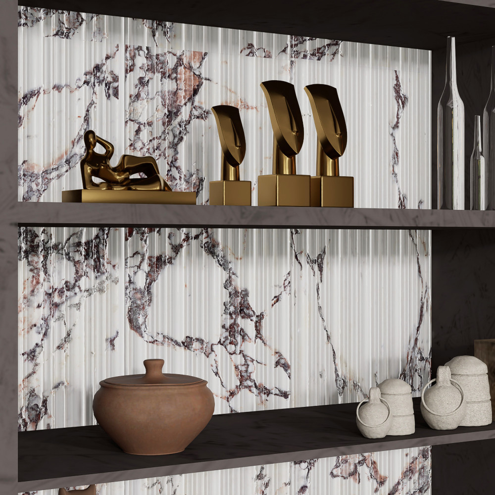 Touche Pleated Deco Rubis 11-3/4 in. x 23-1/2 in. Porcelain Floor and Wall Tile