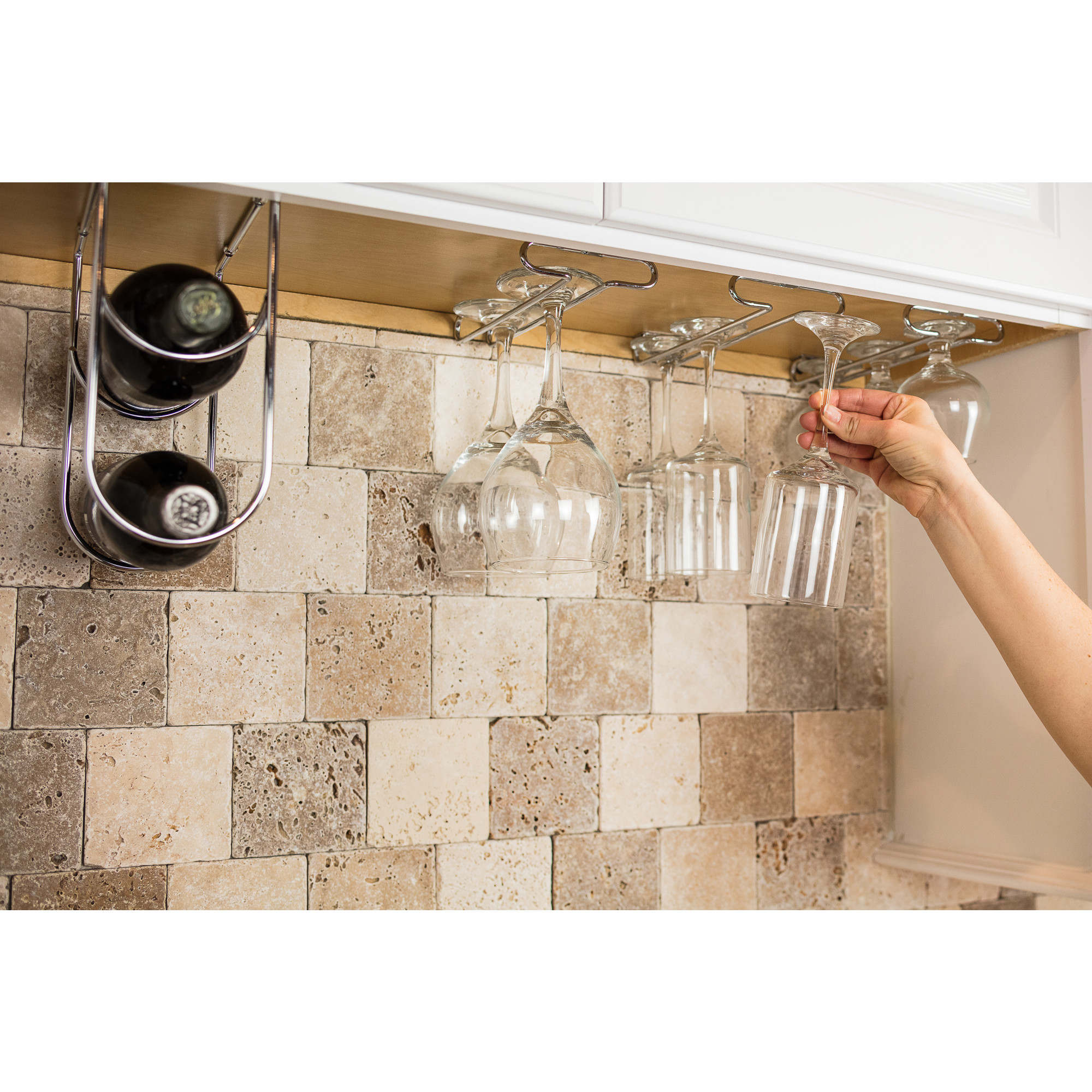 Satin Nickel Under Cabinet Stemware Rack