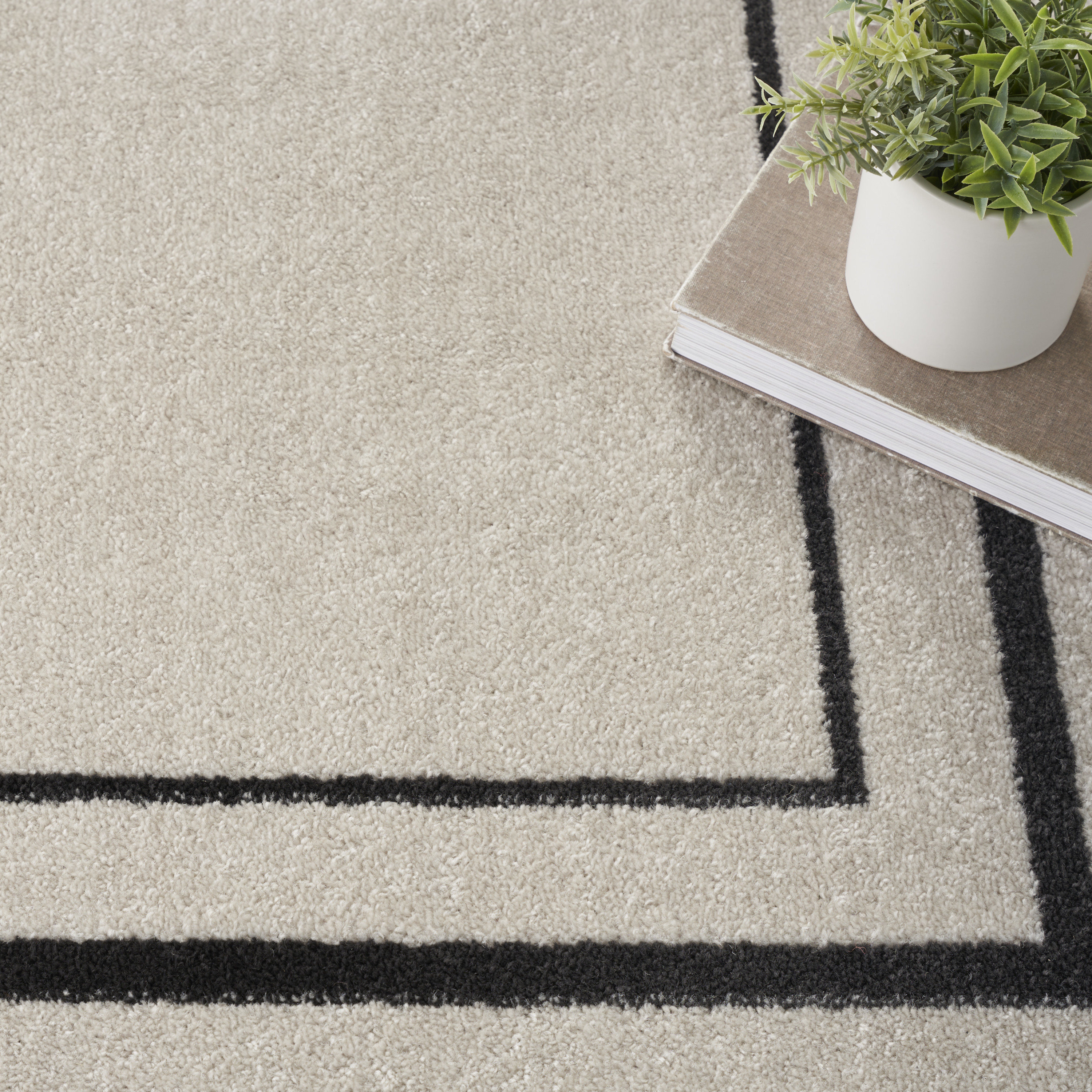 Nourison Nourison Essentials 5' x Square Ivory Black Contemporary Rug