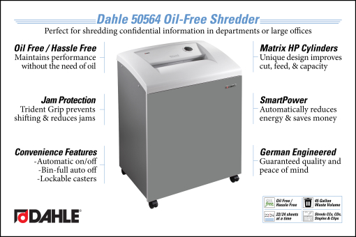 Dahle 50564 Oil Free Department Shredder InfoGraphic