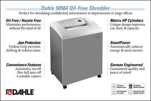 Dahle 50564 Oil Free Department Shredder InfoGraphic