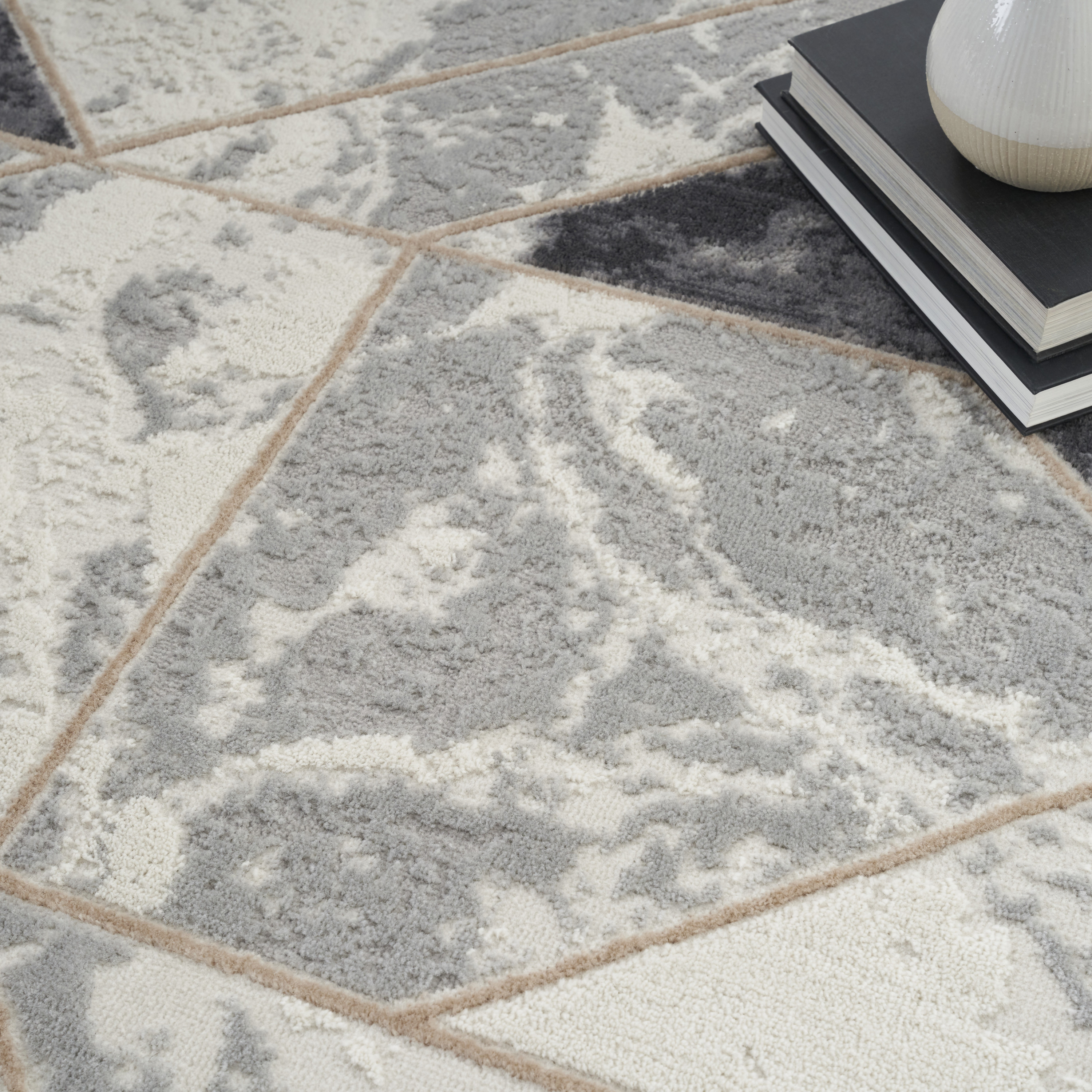 Nourison Elation 4' x 6' Ivory Grey Modern Indoor Rug