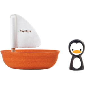 Penguin Sailing Boat Wooden Bath Toy