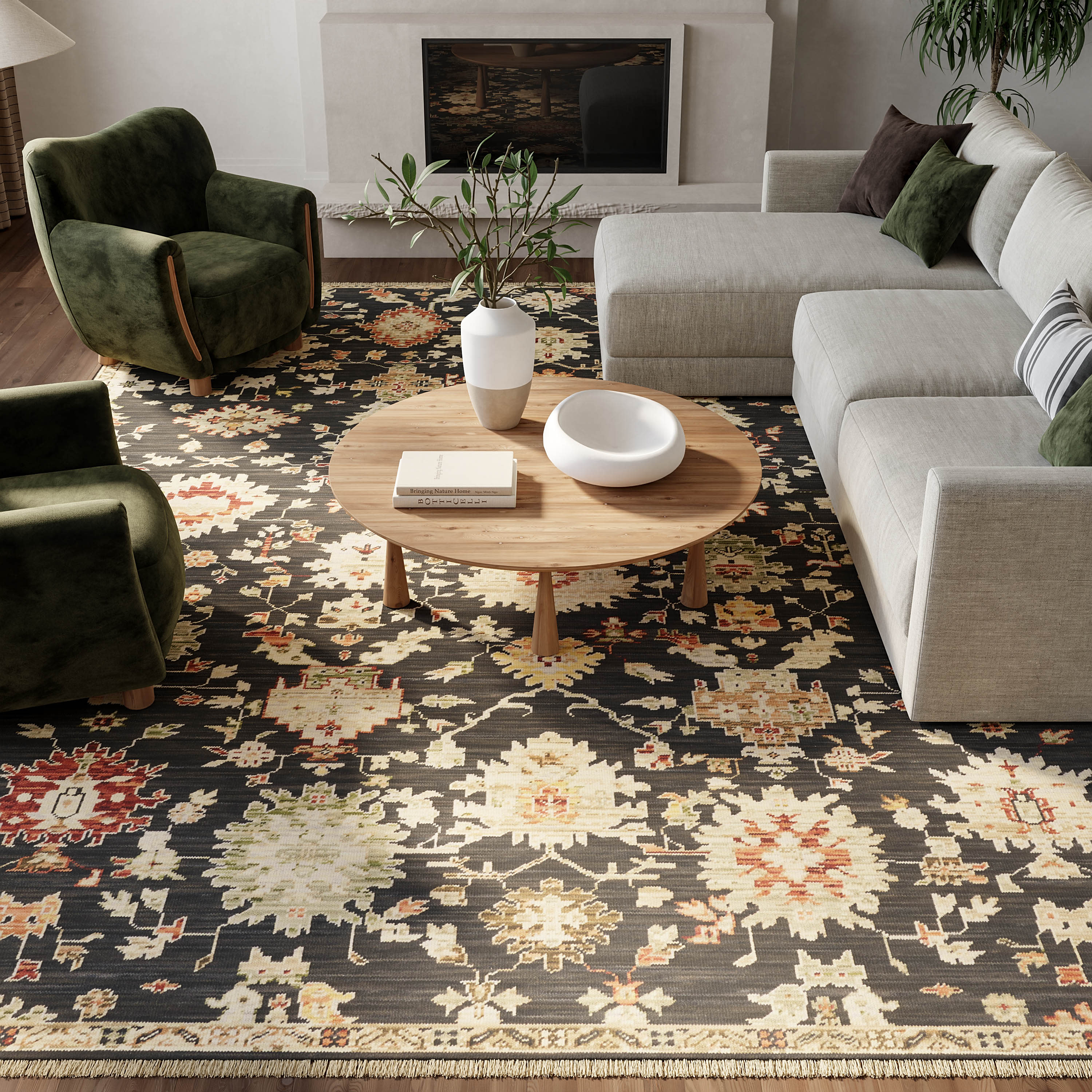 Nourison Antique Bloom 8' x 10' Black Vintage Indoor Rug