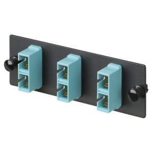 Opticom® 10Gig™Fiber Optic Adapter Panel, Multimode (OM3/4), (3) Duplex Adapters for 6-Strand Fiber