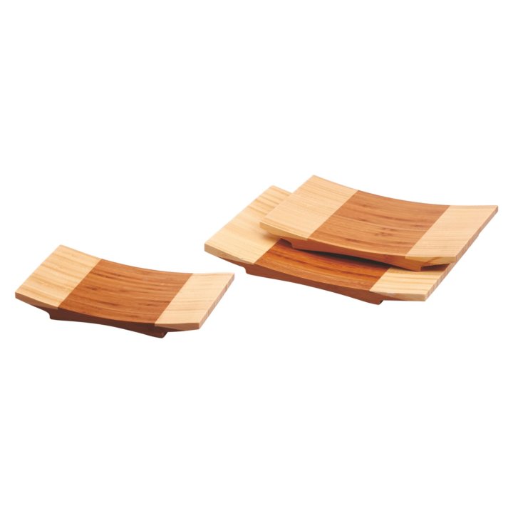 Tablero de sushi curvo de bambú de 27x18 cm