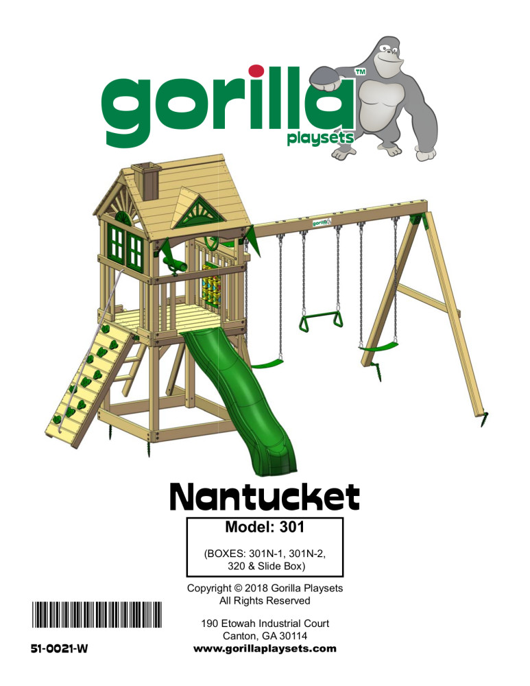 Gorilla Playsets Nantucket II Wooden Swing Set with 2 Belt Swing