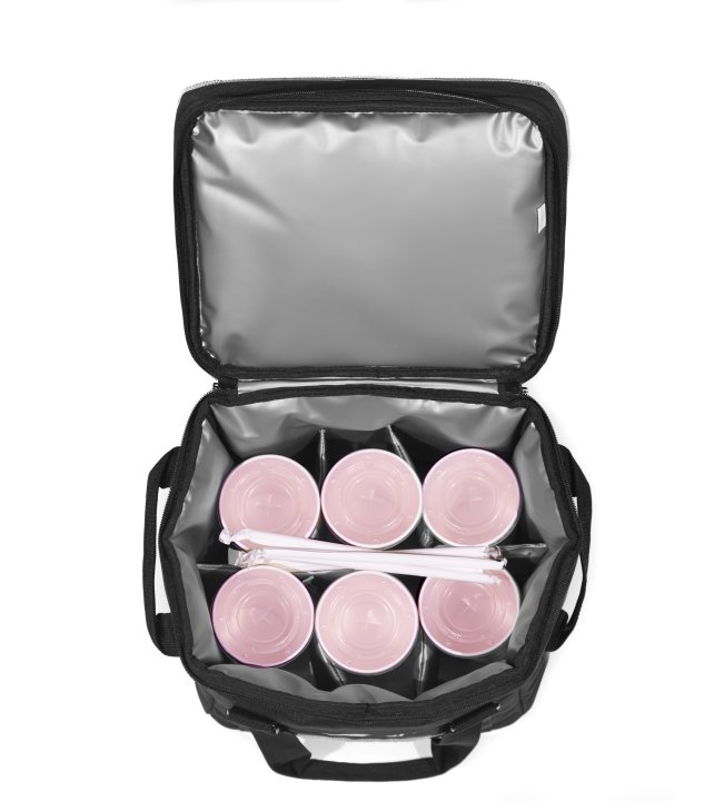 Small 1-Series catering bag with vinyl liner and removable 6-compartment divider