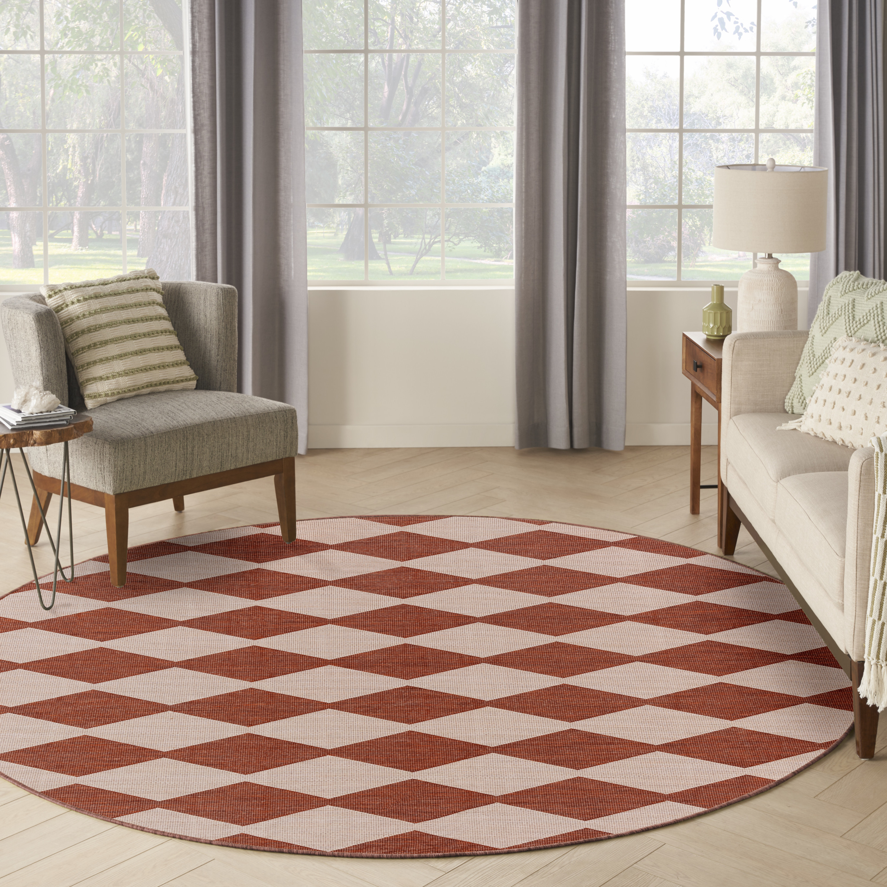 Nourison Positano 8' x Round Terracotta Modern Rug