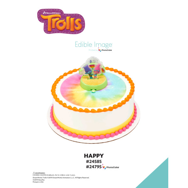 DreamWorks Trolls Happy The Magic of Cakes® PhotoCake® Enhanced Round Background Page