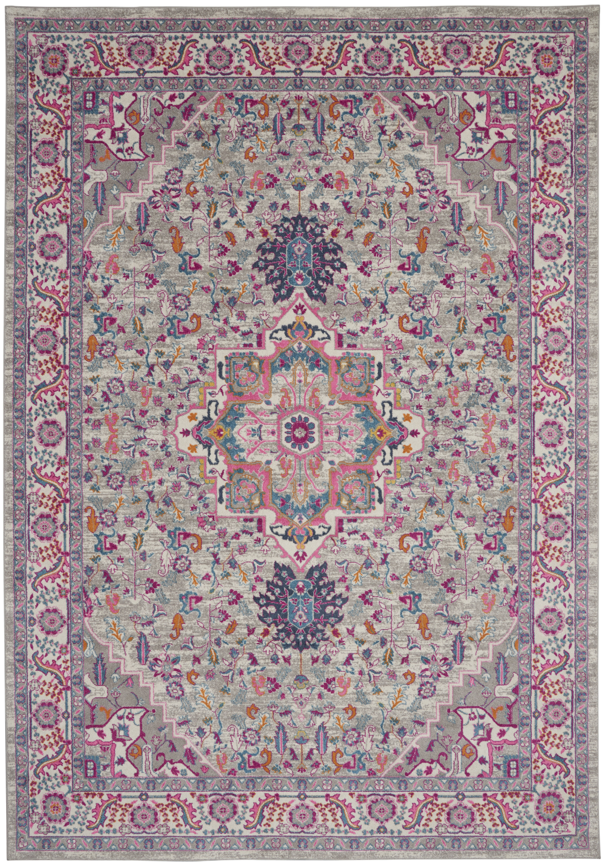 Nourison Passion 9' x 12' Light Grey Pink Bohemian Indoor Rug
