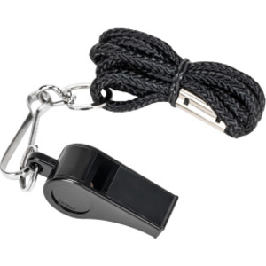 PLASTIC WHISTLE W/LANYARD