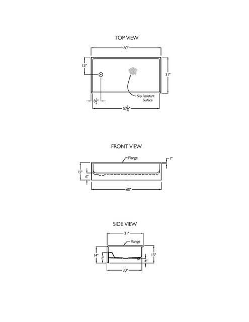 Technical Drawing — Cd Shower Base Tech Draw Ssb 6030sh L R