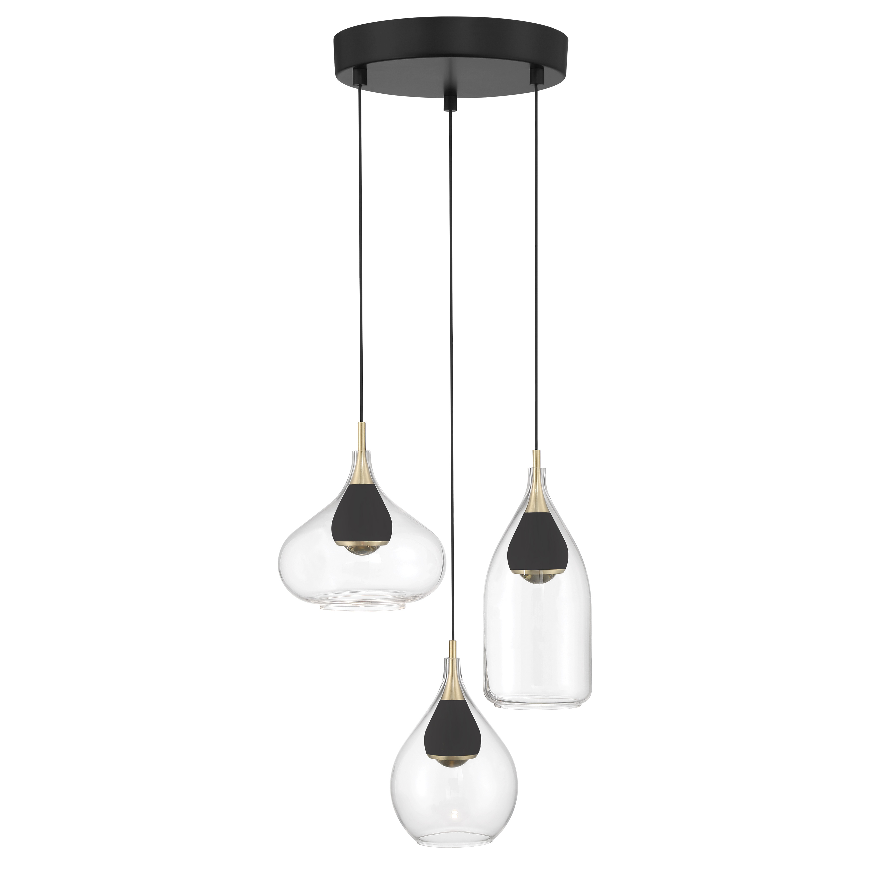 The Arabesque LED pendant combines contemporary styling with premium finishes. Its coal and brushed gold two-tone finish creates visual interest, while the 98 CRI LED delivers exceptional color accuracy. Compact at 14.25" wide, it's ideal for smaller spaces. - alternate view