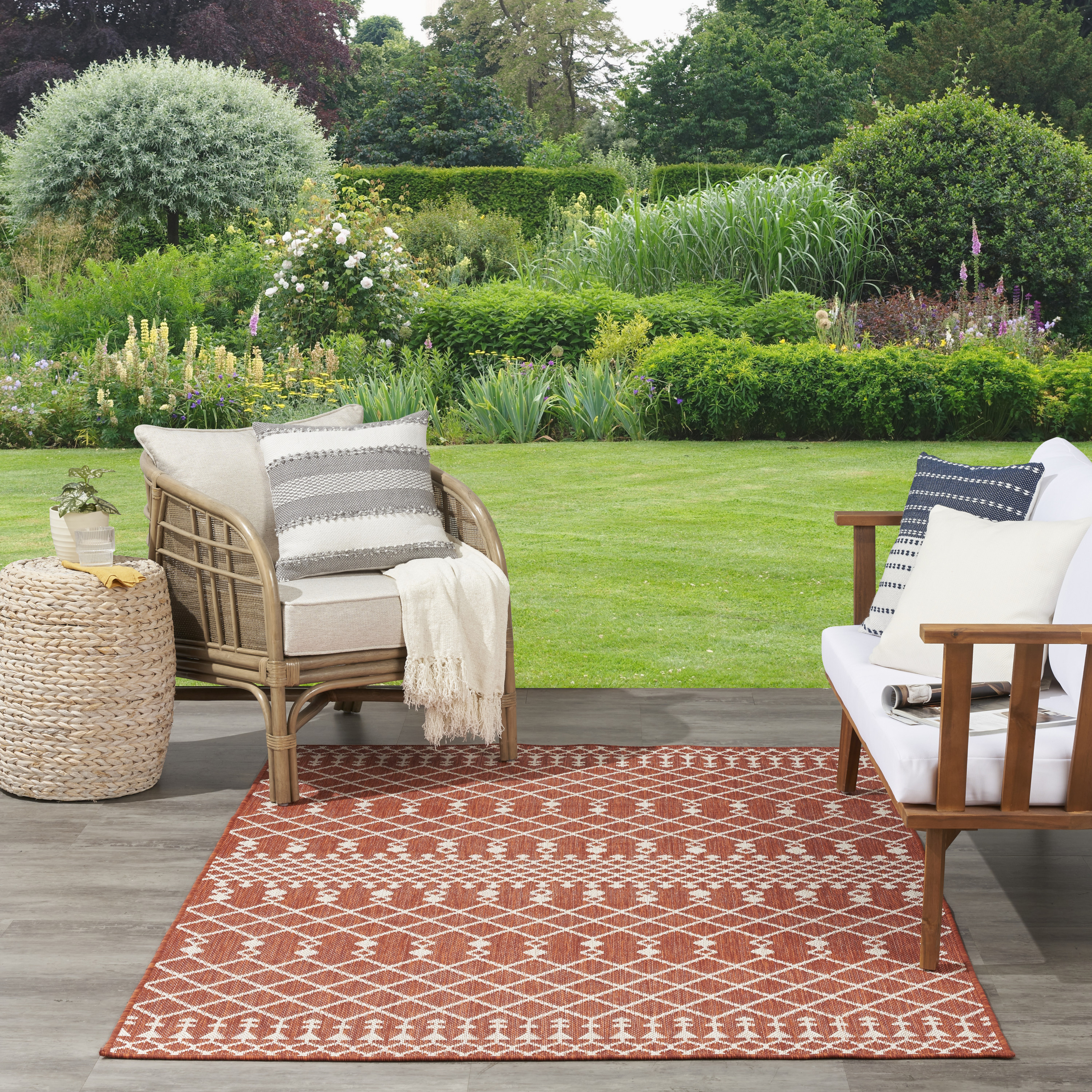 Nourison Positano 6' x 9' Terracotta Modern Rug