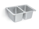 17" x 25" x 10" double-bowl stainless steel drop-in sink with 3-1/2" drain opening