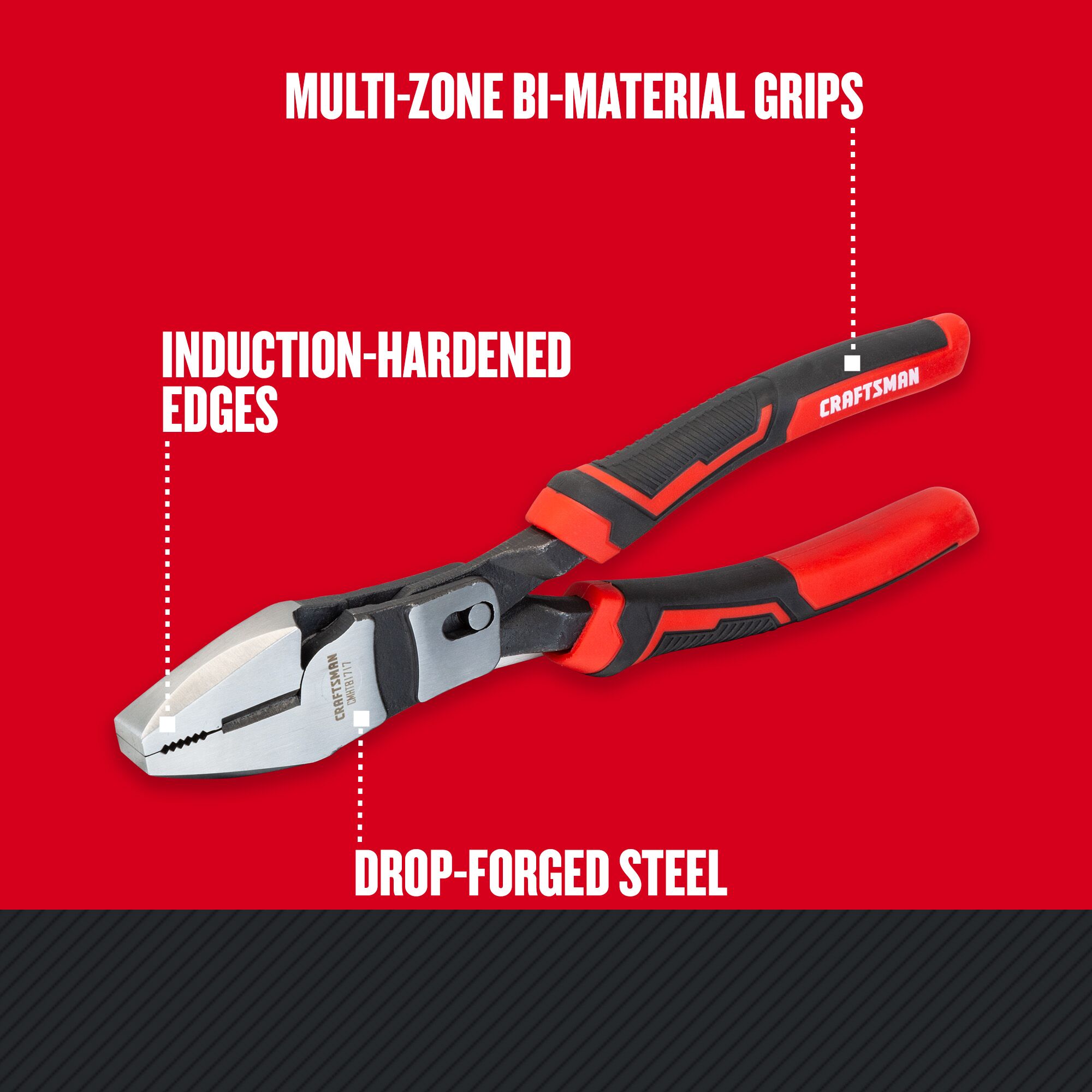 Graphic of CRAFTSMAN Pliers: Lineman highlighting product features