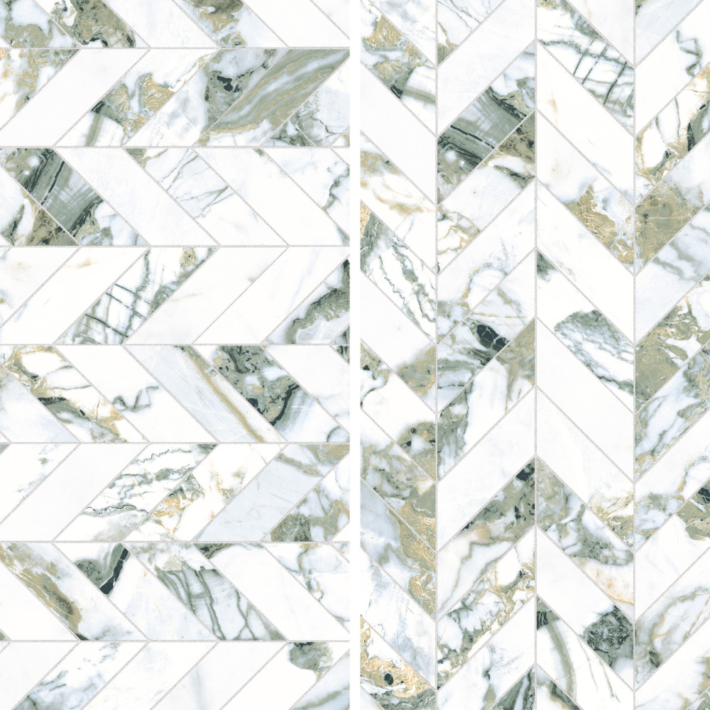 Touche Chevron Jade 11-3/4 in. x 12-1/4 in. Porcelain Mosaic Tile