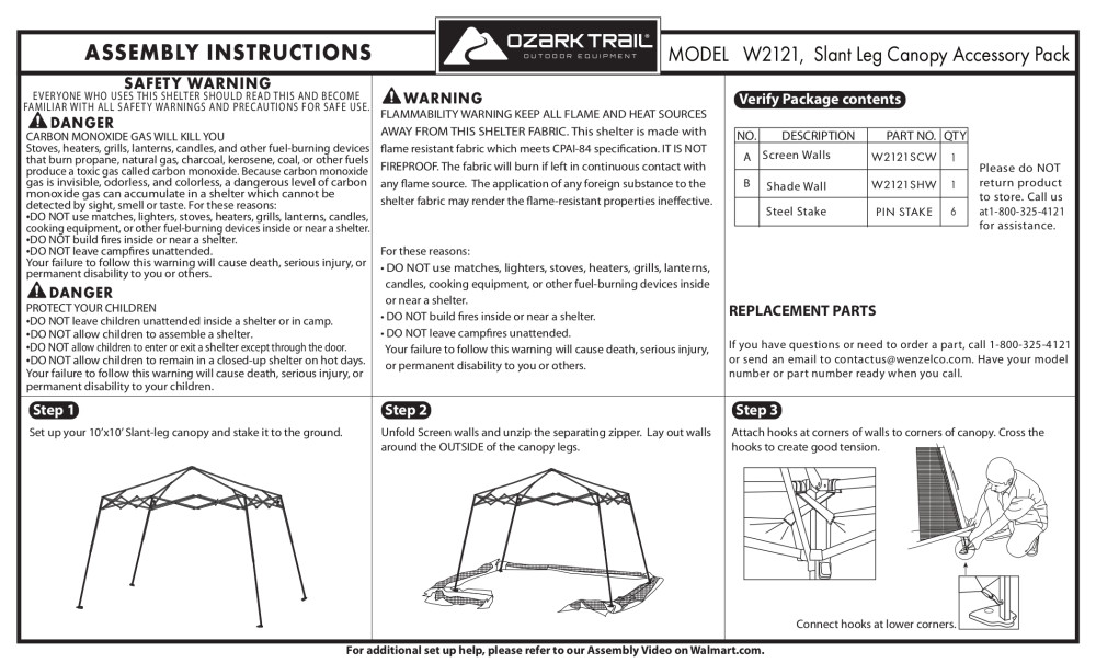 Ozark Trail 10 ft. x 10 ft. Slantleg Canopy Accessory Pack, Gray