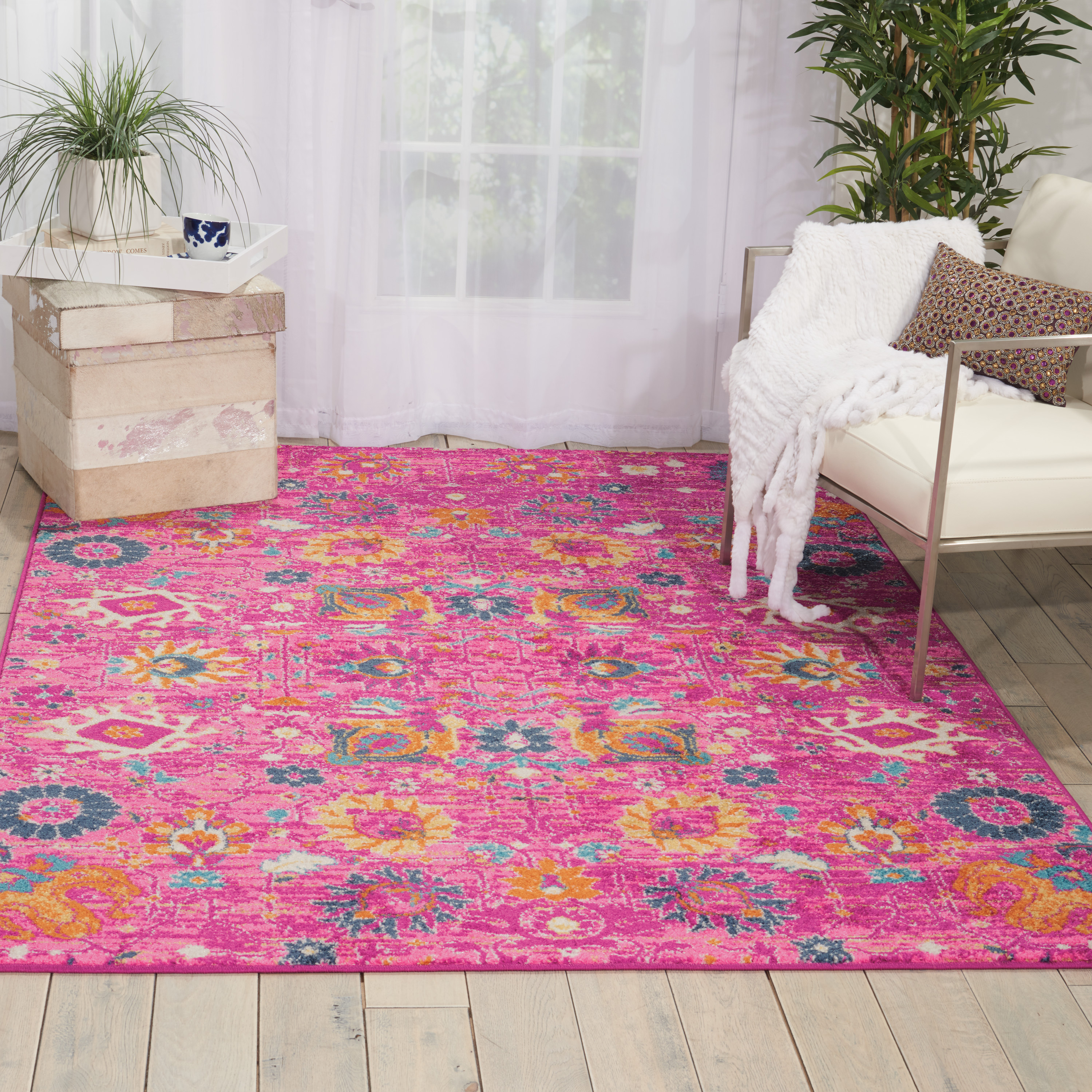 Nourison Passion 5'3" x 7'3" Fuchsia Bohemian Indoor Rug