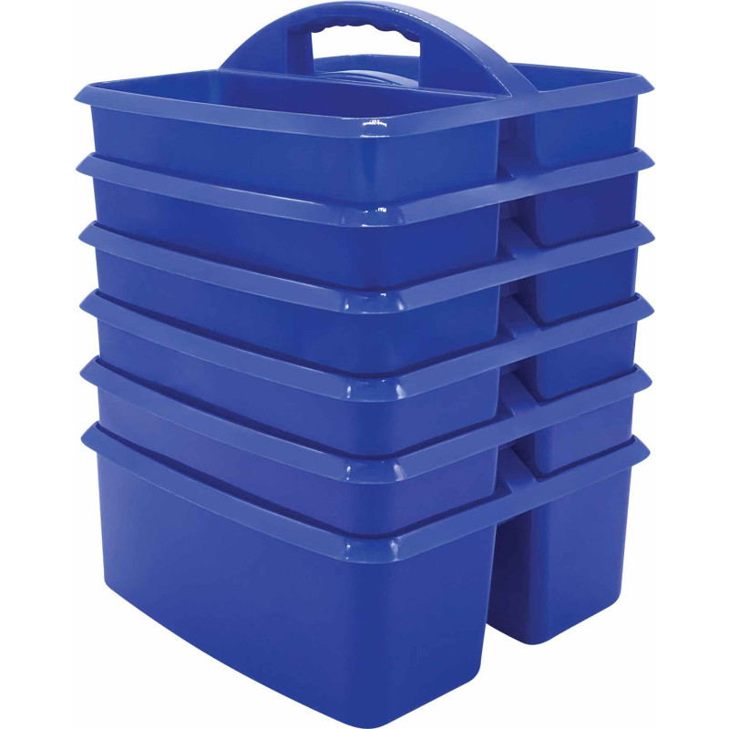 Blue+Plastic+Storage+Caddy%2C+Pack+of+6