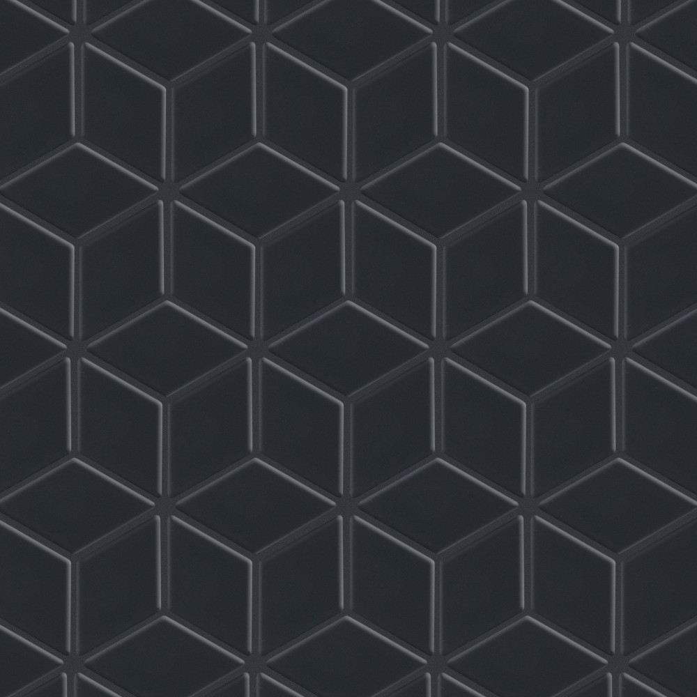 Hudson Rhombus Matte Black 10.25x11.75 Rhombus Porcelain Floor and Wall Digital Pattern