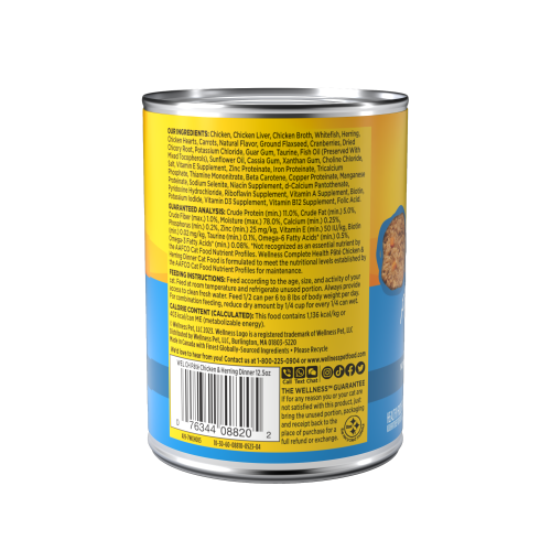 Wellness Complete Health Pate Chicken & Herring Dinner back packaging