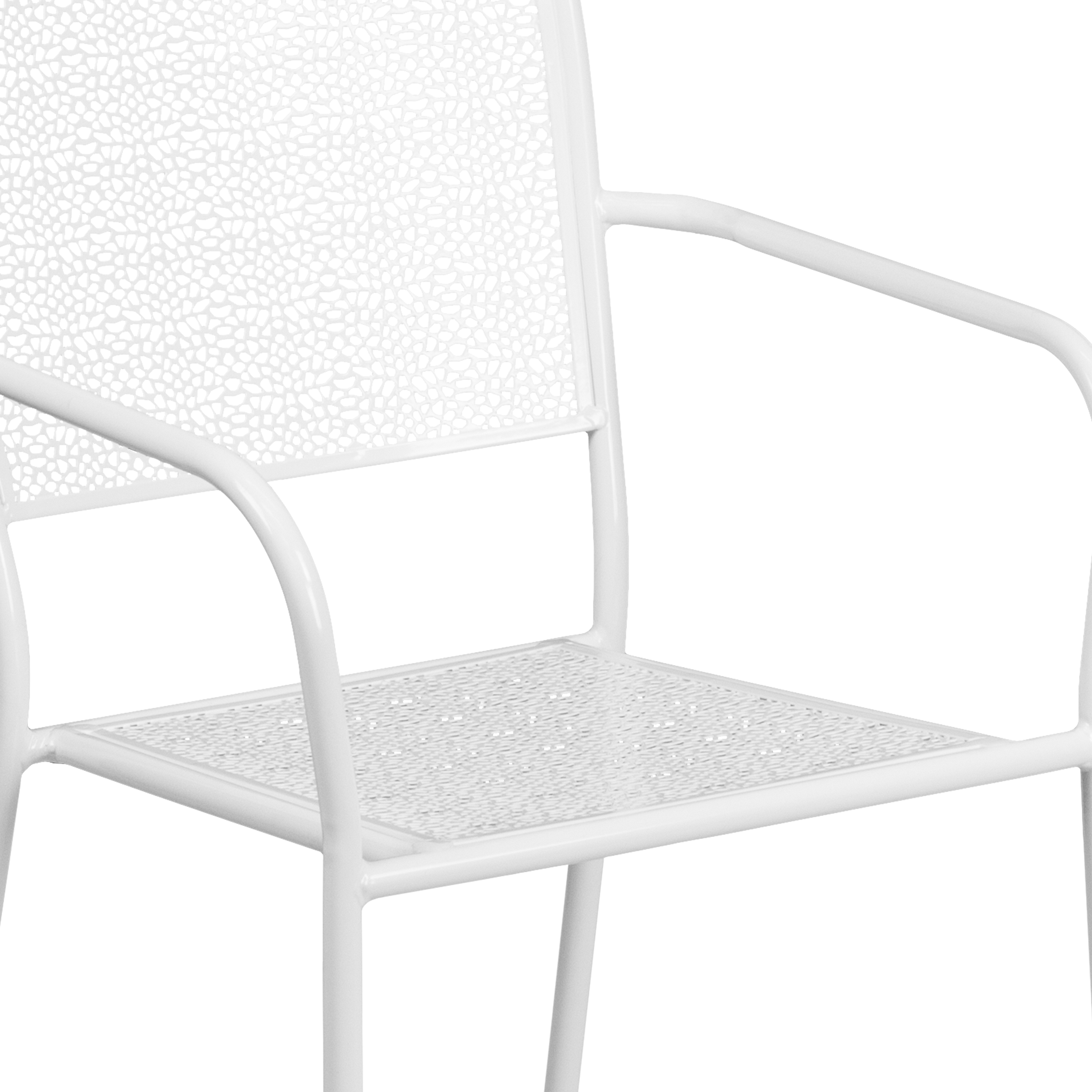 Commercial Grade Sky Blue Indoor-Outdoor Steel Patio Arm Chair with Square Back - Picture 19 of 61