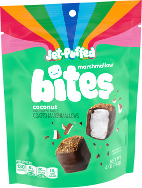 Jet-Puffed Marshmallow Bites Coconut Artificially Flavored Coated Marshmallows, 4 oz Resealable Bag