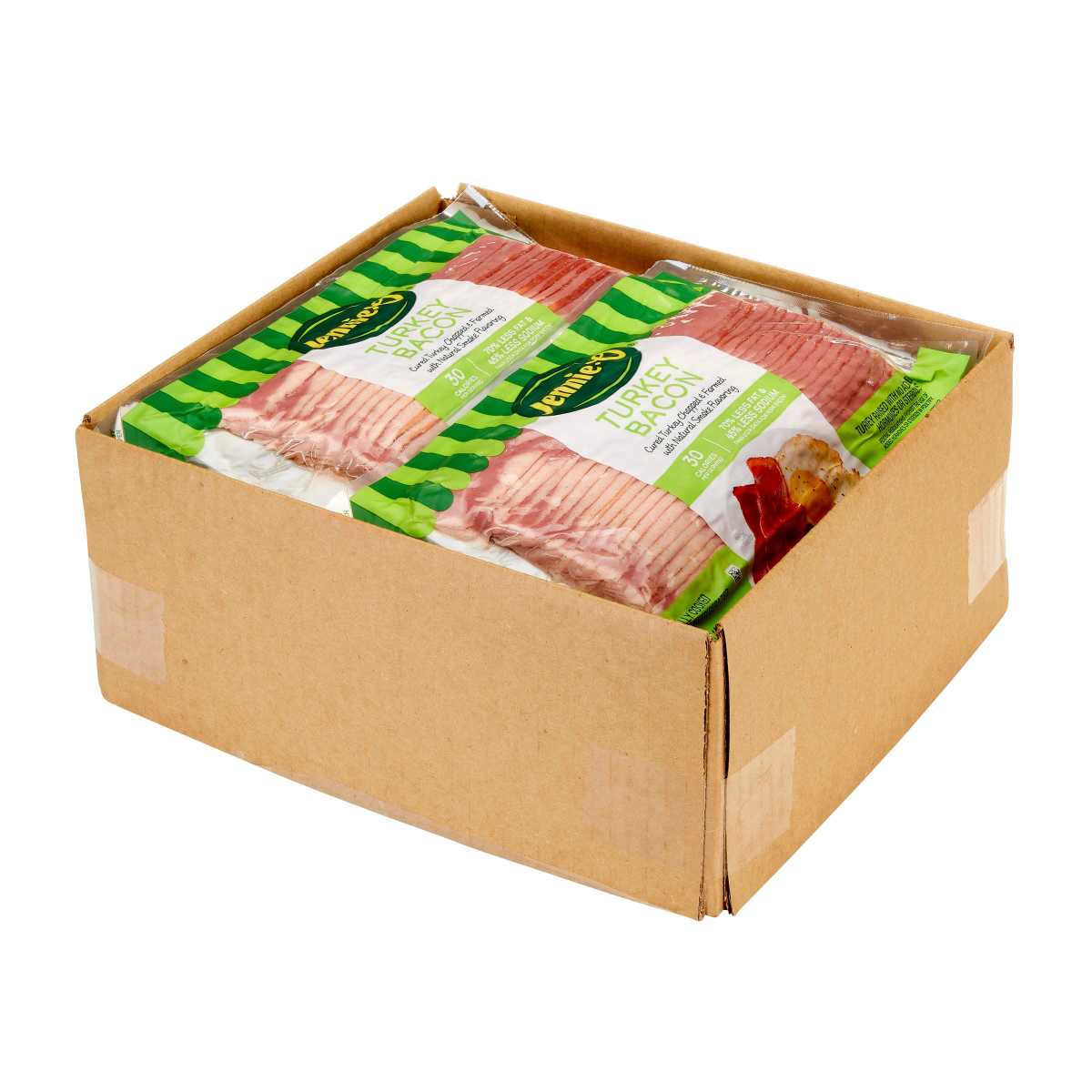 JENNIE-O(r) Turkey Bacon 16/.75 lb . C1RM - Front Right Open Case (Hi Res)