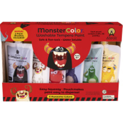 MonsterColor Washable Tempera Paint, 5 oz., 6-Pack