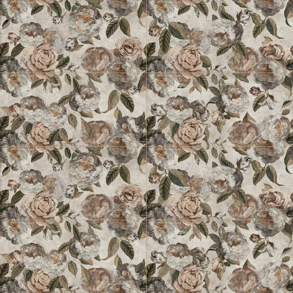 Parete Fiori Beige 23.5x47 Rectangle Porcelain Floor and Wall Digital Pattern