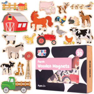 Wooden Magnets- Farm - Set of 20