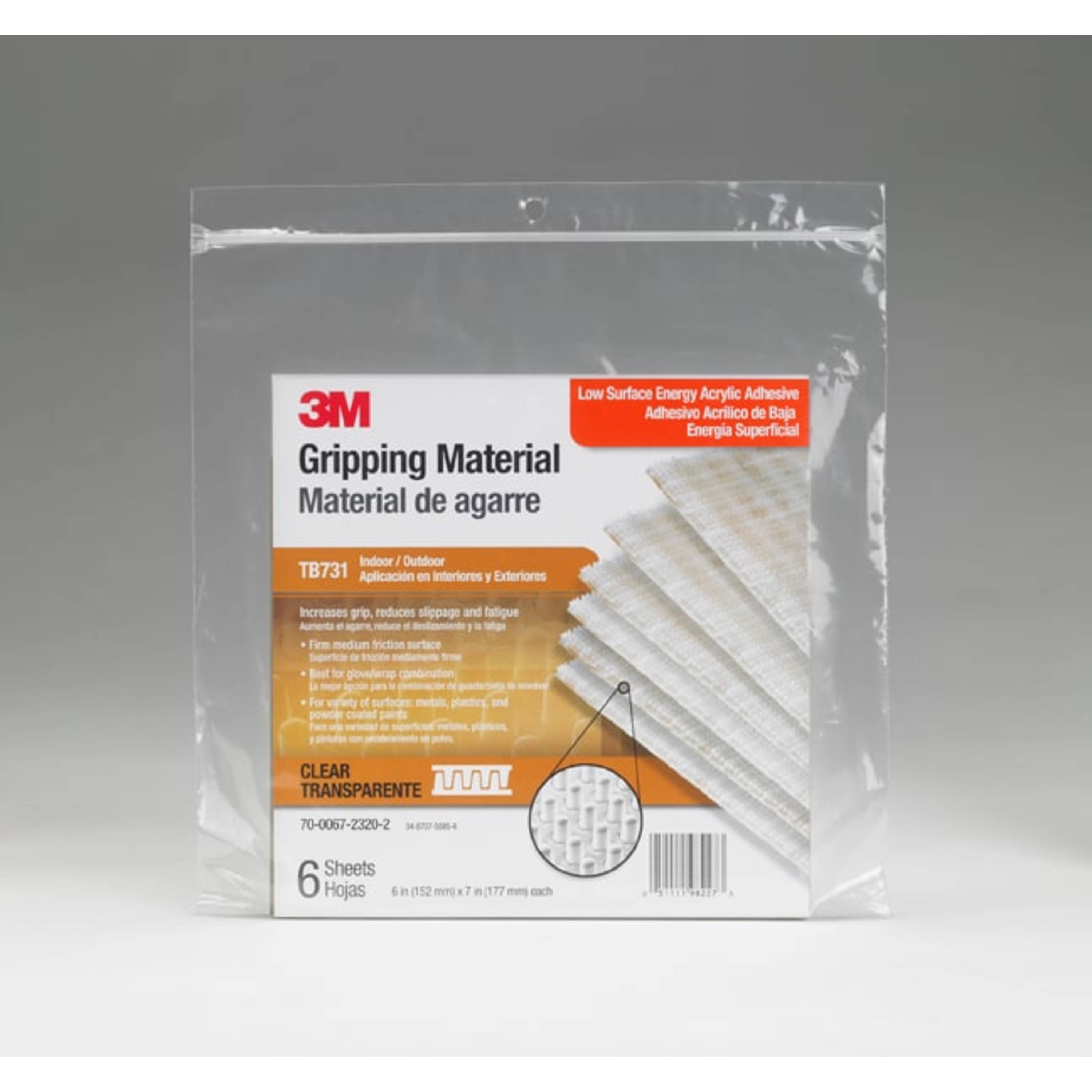 3M™ Gripping Material TB731, Clear, 6 in x 7 in, 6 sheets per bag