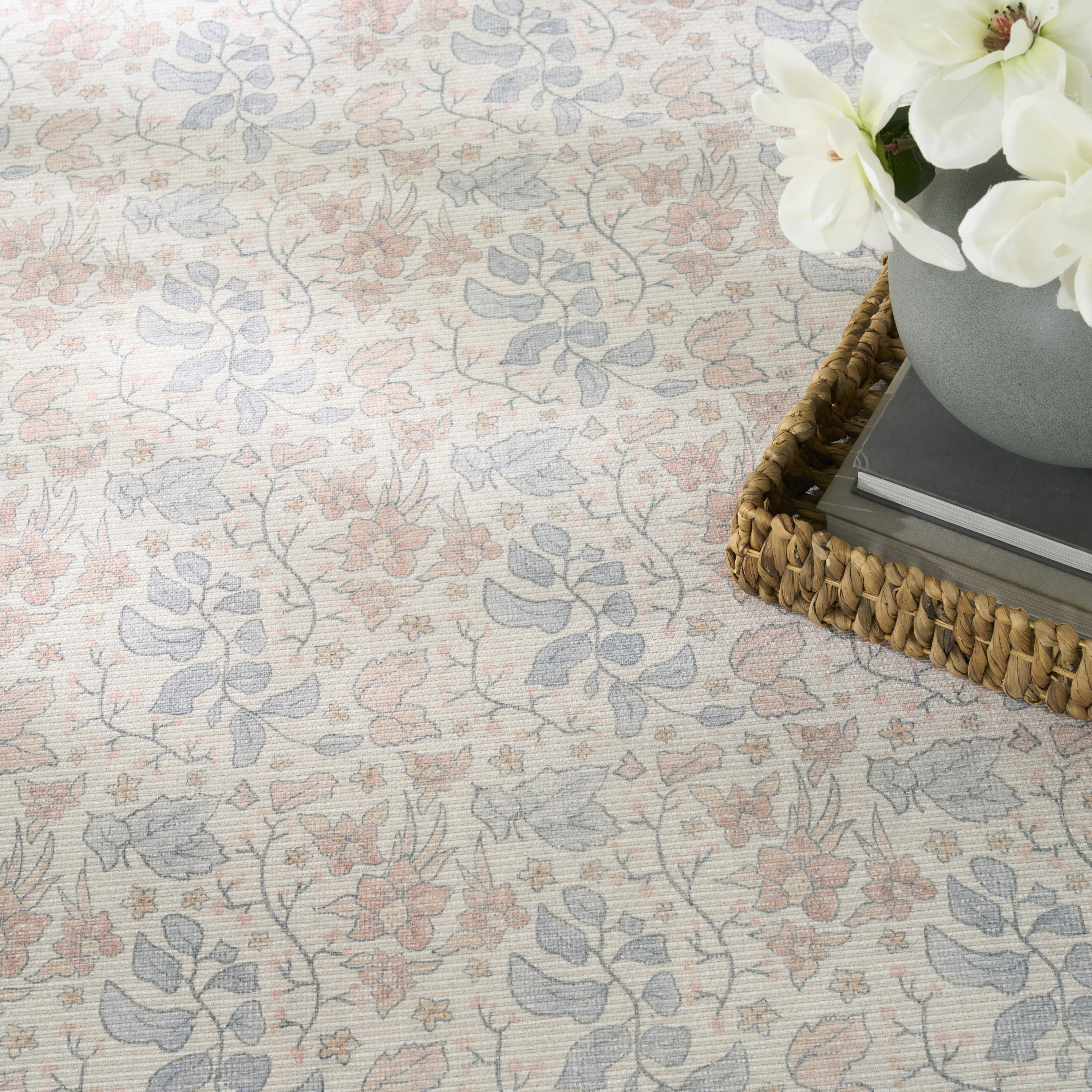 Nourison Botanical Washables 4' x 6' Ivory Multicolor Farmhouse Indoor Rug