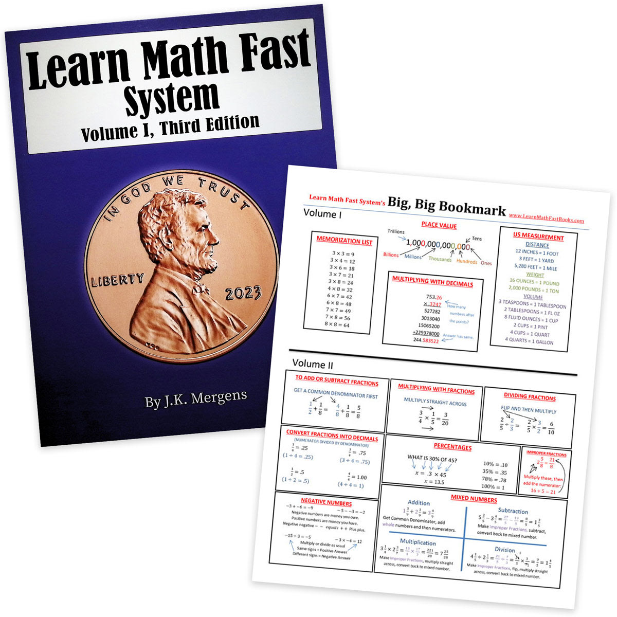 Learn Math Fast System Volume 1 (with Big, Big Bookmark)