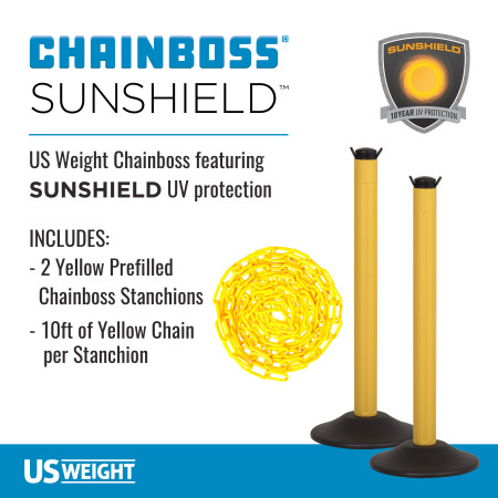ChainBoss Stanchion - Yellow Filled with Yellow Chain 2