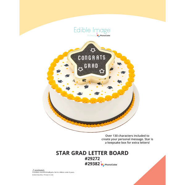 Star Grad Letter Board The Magic of Cakes® PhotoCake® Enhanced Round Background Page
