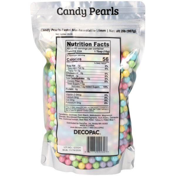 Pastel Candy Pearls 11mm - Red 3 Free Sugar Candy Decorations