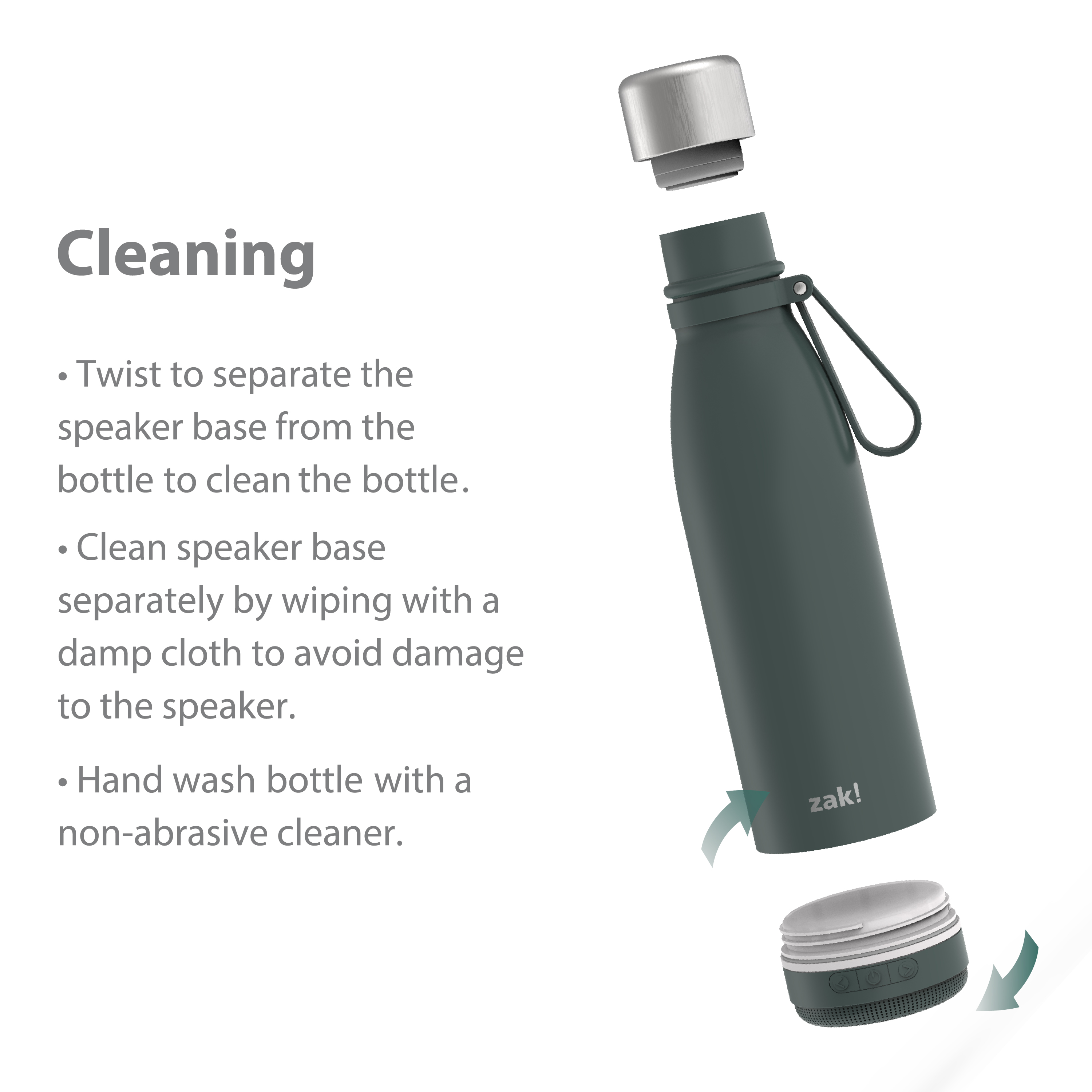 Zak Play 17.5 ounce Stainless Steel Tumbler with Bluetooth Speaker, Gray slideshow image 3 Zak Play 17.5 ounce Stainless Steel Tumbler with Bluetooth Speaker, Gray slideshow image 3
