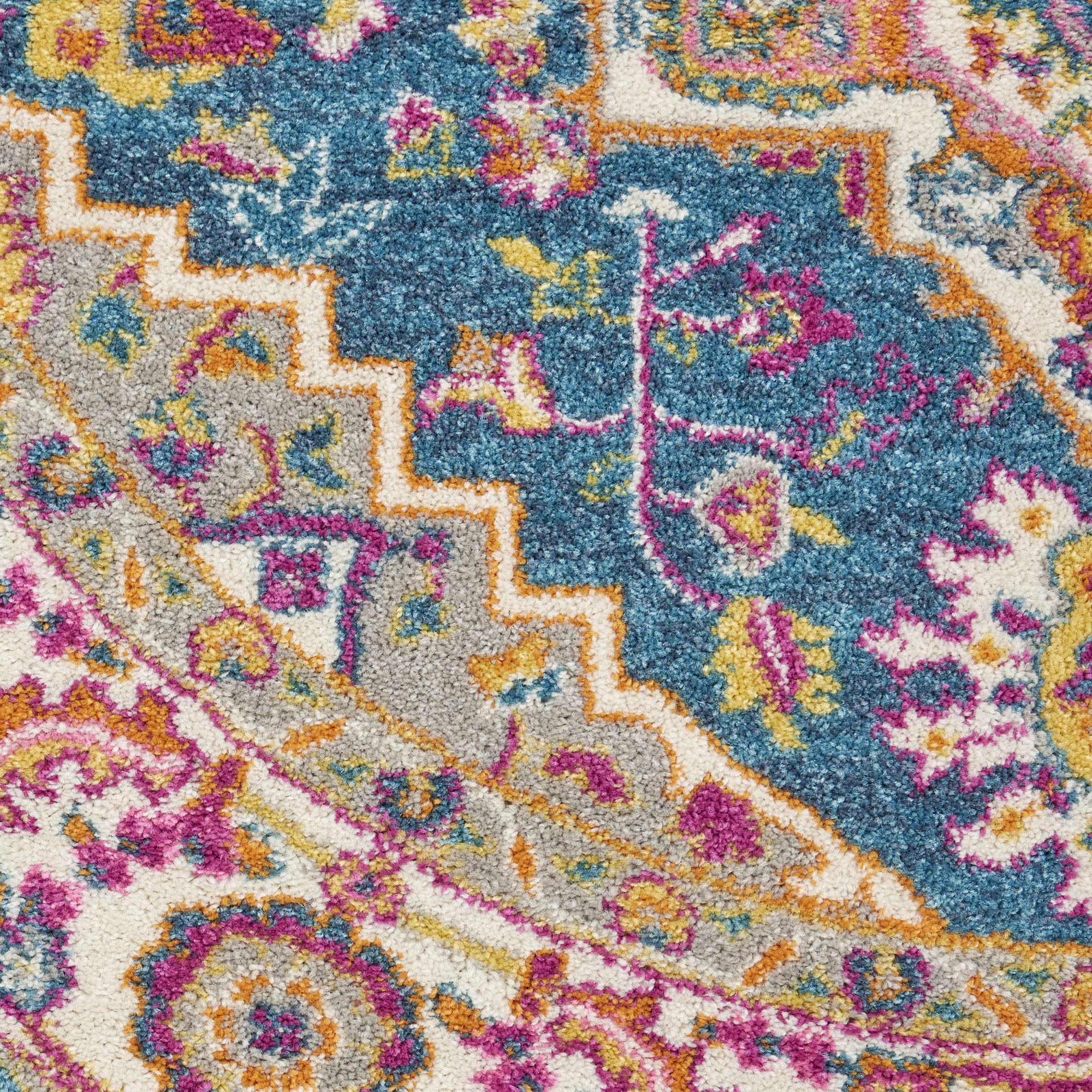 Nourison Passion 5' x Round Teal Multicolor Bohemian Indoor Rug