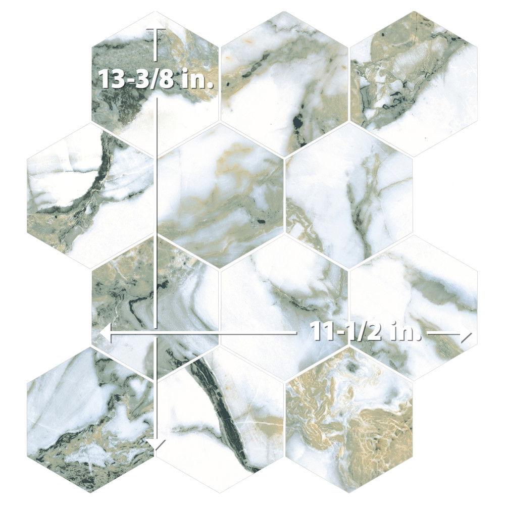 Touche 4″ Hex Jade 11-3/4 in. x 13-5/8 in. Porcelain Mosaic Tile
