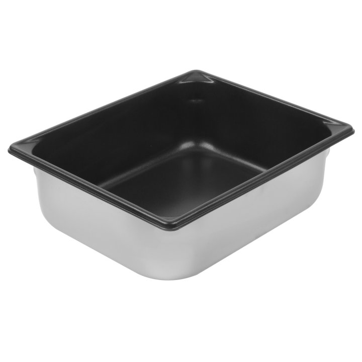 Half-size 4-inch-deep Super Pan V® stainless steel steam table pan with Steel Coat x3™ nonstick coating