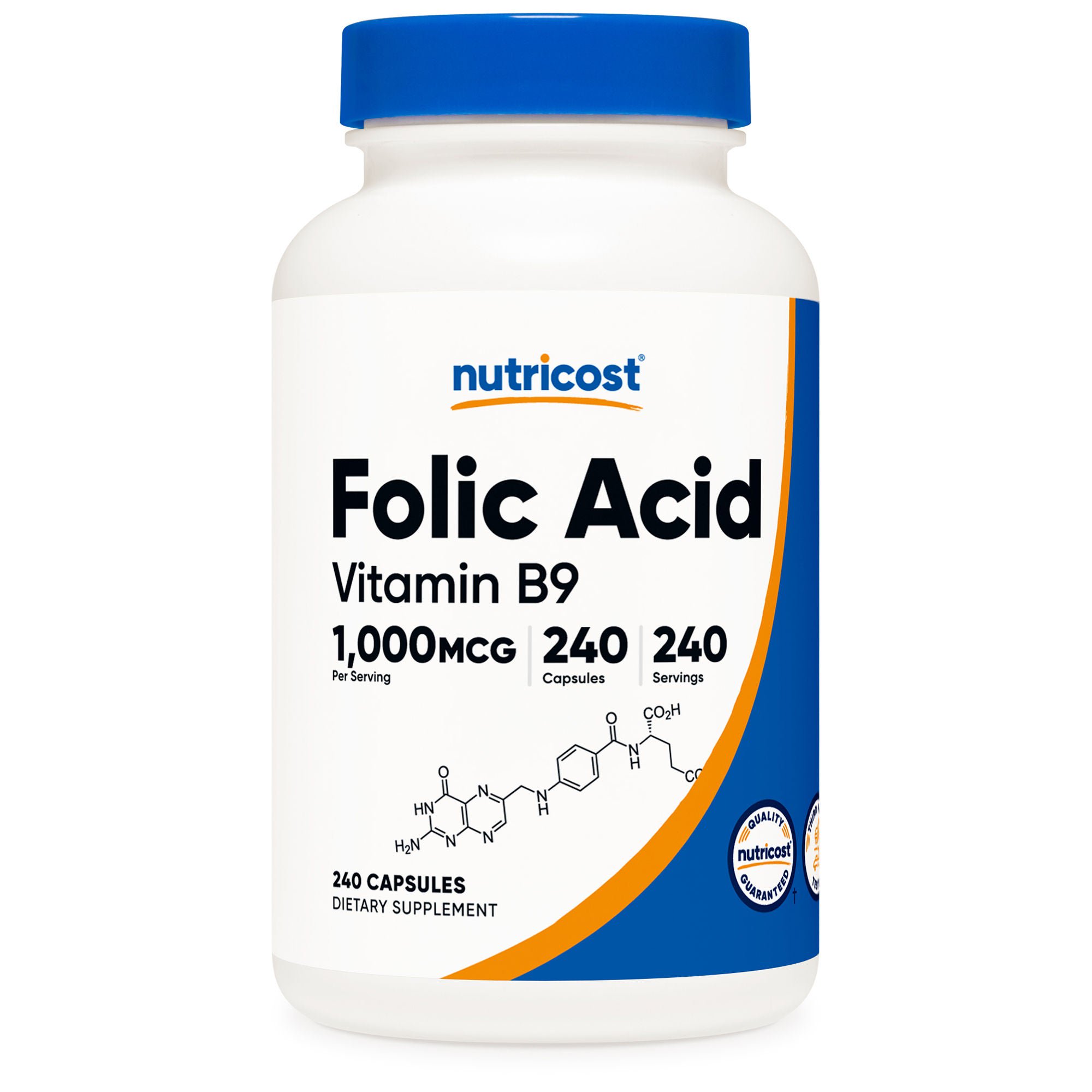 Nutricost VITAMIN B9, CAP FOLIC ACID 1000MCG (240/BT 12BT/CS)